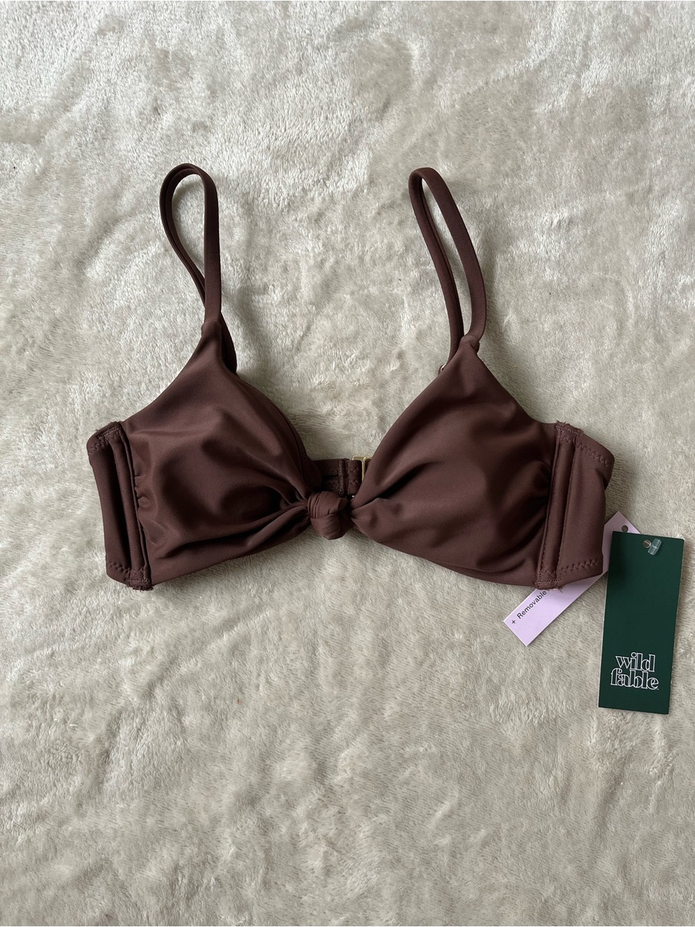 Wild Fable Women’s Brown Triangle Bikini Top XXS (00) NWT Knot Detail